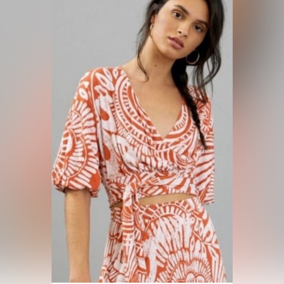 Anthropologie Tops - Anthropologie Bodhi Faux Wrap Cropped Top